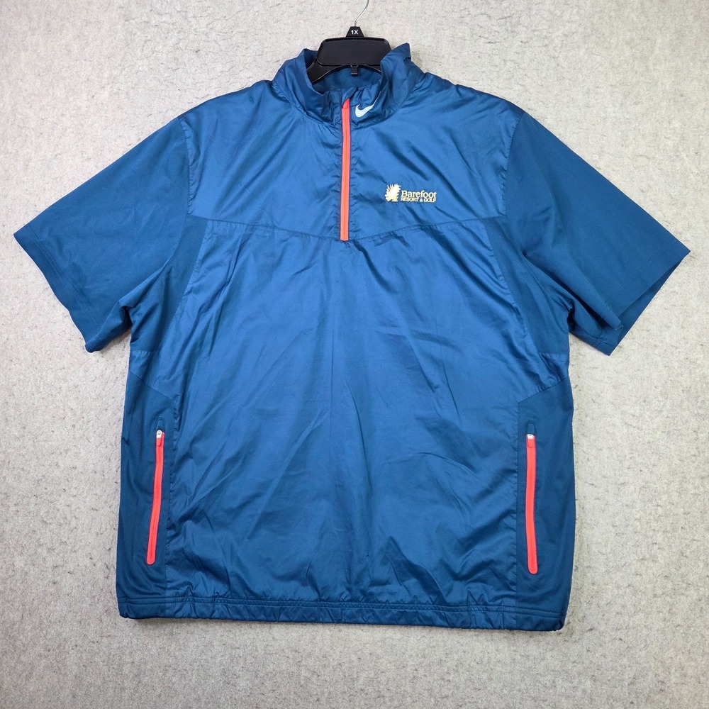 Nike Golf 1/4 Zip Pullover Mens XL Blue Barefoot Resort Windbreaker Short Sleeve